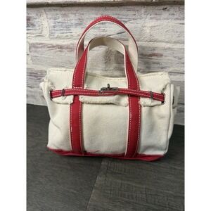 Boatkin Sunwin Madaket Small Classic Tote Turn Lock in Canvas & Red Bag